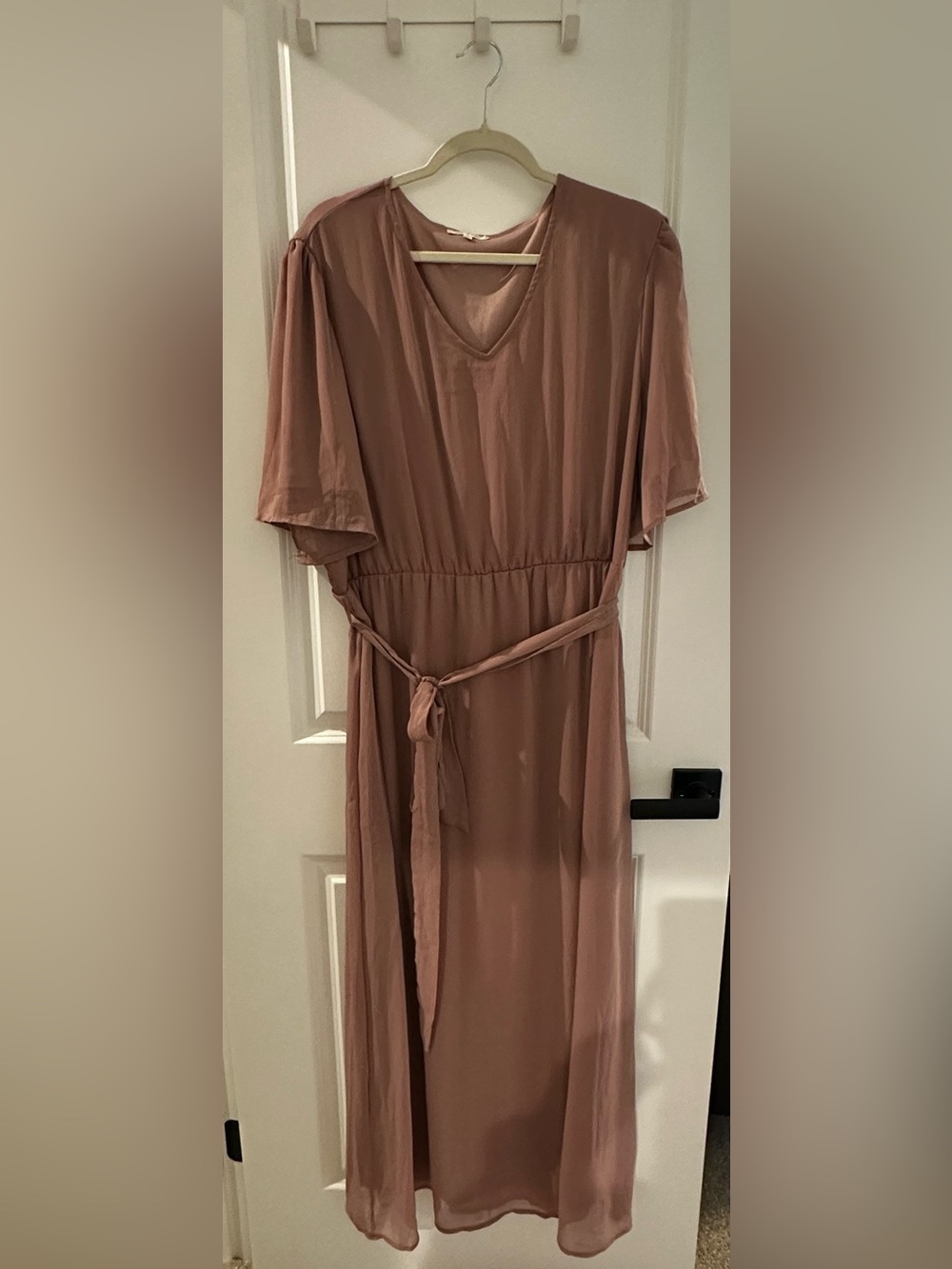 tea n rose Mauve-Taupe Belted Maxi Dress